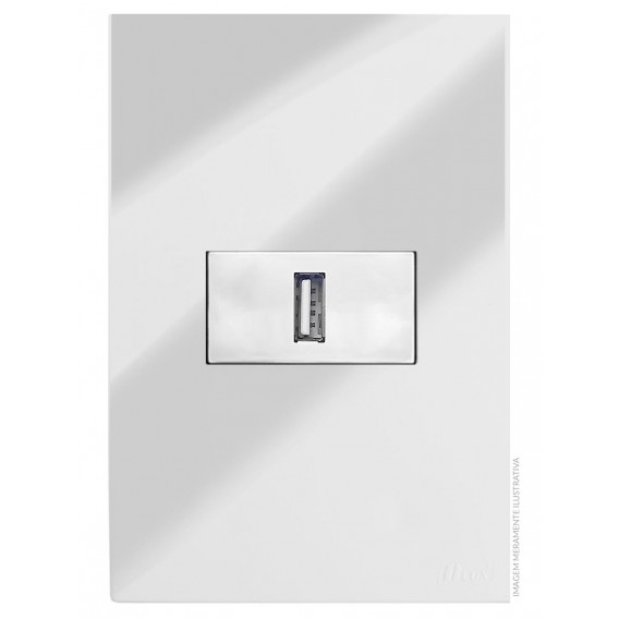 Conjunto USB 1.0A Horizontal 4x2 - RECTA Espelhada Gloss (Módulo Prata) Conjunto USB 1.0A Horizontal 4x2 - RECTA Espelhada Gloss (Módulo Prata)